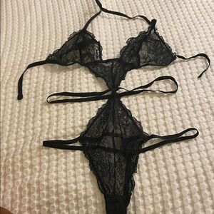 Vs Victoria secret 1pc Elegant Black Lace Lingerie large z18